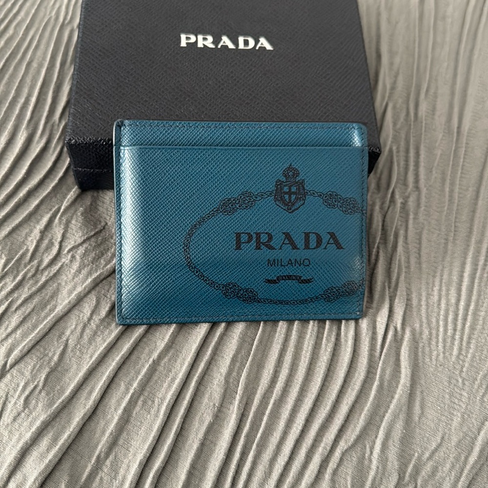 Prada card holder in ocean+baltico